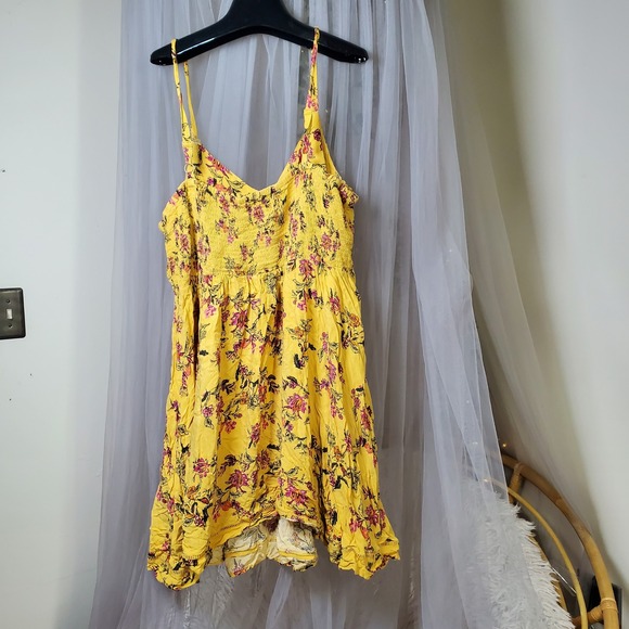 Torrid Yellow Floral Babydoll Cottage Boho Dress Mini Sz 2/2X Fairycore Party - Picture 4 of 8